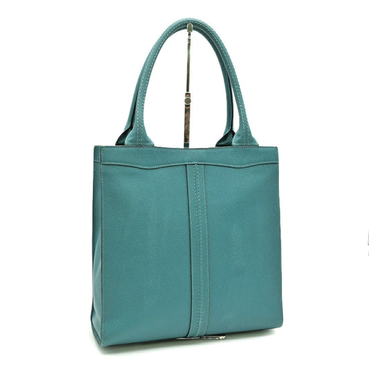 Valextra Small Punch Tote Bag Blue Leather