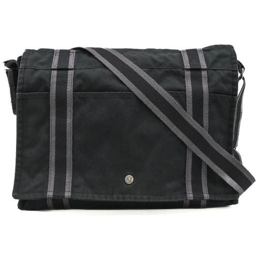 HERMES Canvas Messenger Bag Black