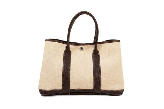 Hermes Garden Party TPM Canvas Leather Handbag