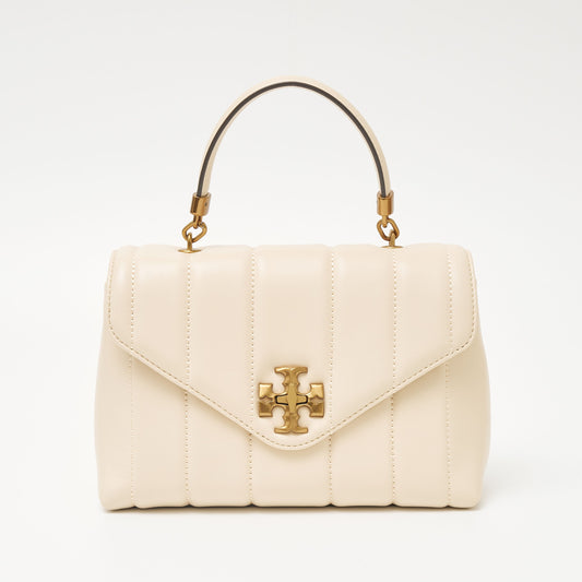 Tory Burch KIRA Leather Handbag Beige Gold