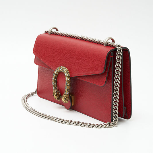 Gucci Dionysus Leather Shoulder Bag Red Gold