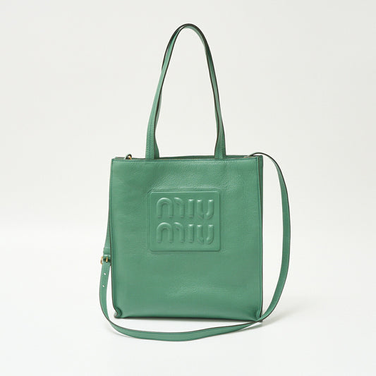 Miu Miu Madras Leather Tote Bag