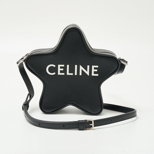 Celine Small Etoile Leather Shoulder Bag Black White