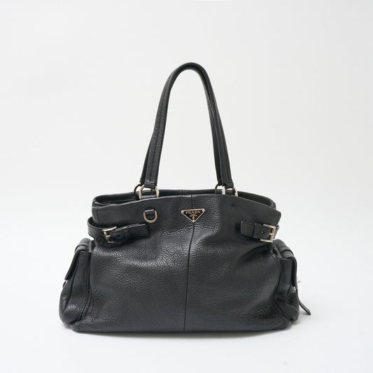 Prada Vitello Daino Leather Handbag Black