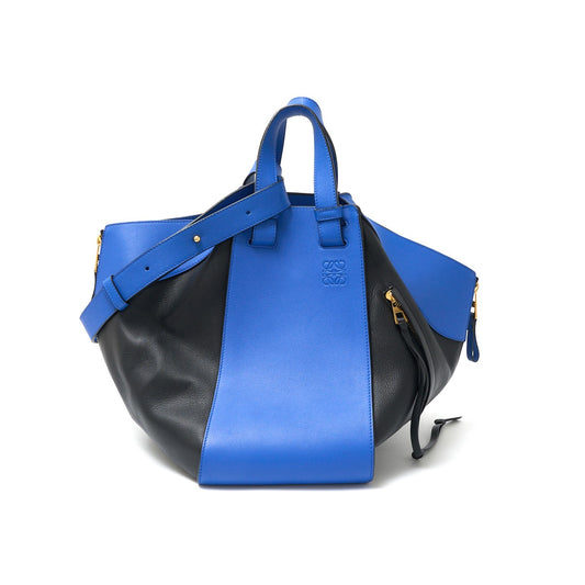 Loewe Calfskin Hammock Bag Medium Black Blue Gold