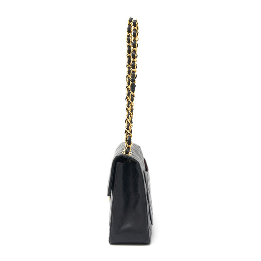 Chanel Lambskin Shoulder Bag Black Gold