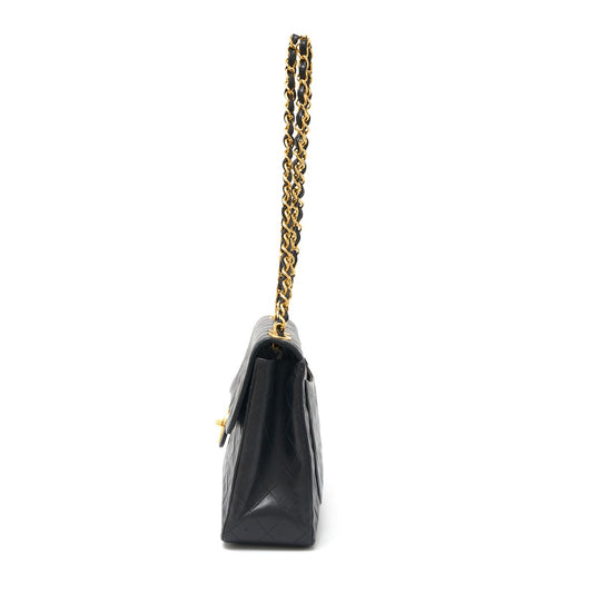 Chanel Lambskin Shoulder Bag Black Gold Hardware