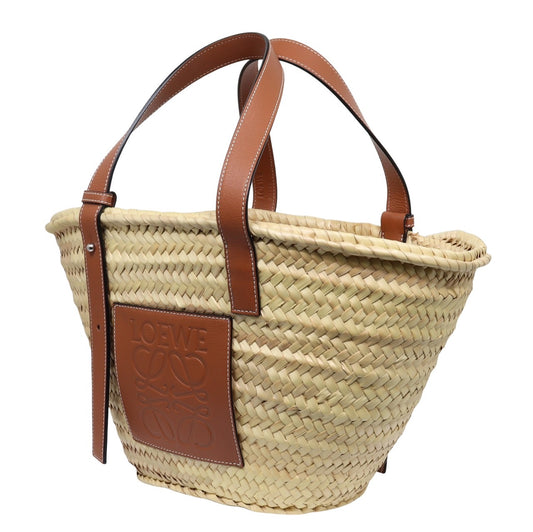 Loewe Anagram Basket Bag Palm Leaf Calf