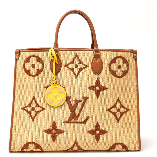 Louis Vuitton OnTheGo GM Monogram Raffia Leather Tote