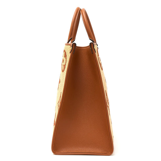 Louis Vuitton OnTheGo GM Monogram Raffia Leather Tote