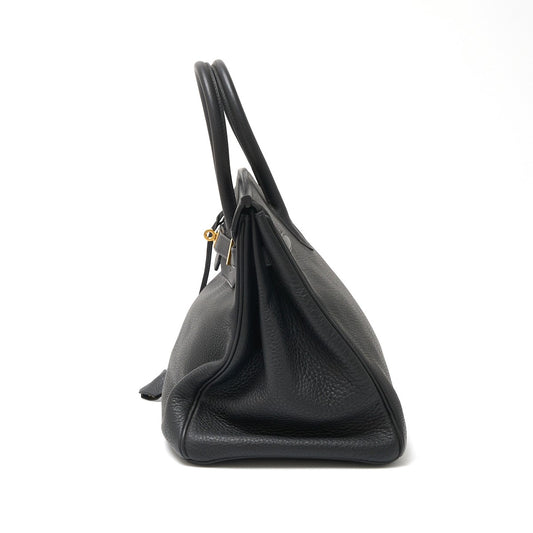 Hermes Birkin 35 Leather Handbag Black Gold