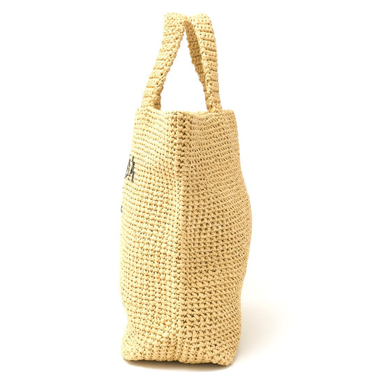 Prada Raffia Tote Bag 1BG392 Beige Black