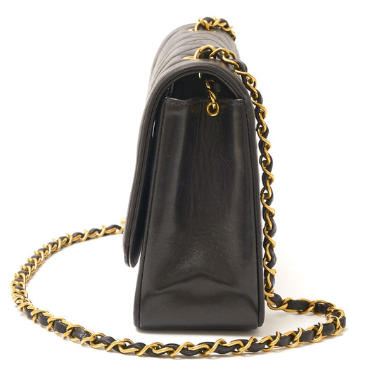 Chanel Diana Lambskin Chain Bag Black Gold