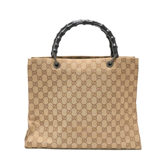 Gucci GG Canvas Bamboo Leather Handbag