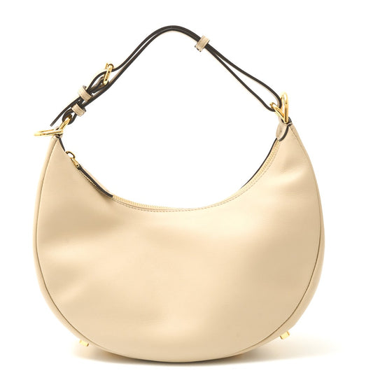 Fendi Small Handbag Calf Leather Beige Gold