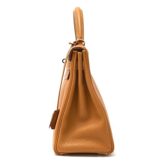 Hermes Kelly 32 Handbag Brown Silver