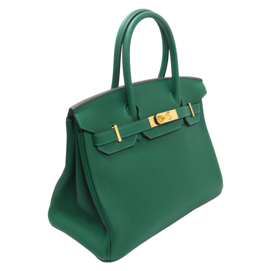 Hermes Birkin 30 Togo Leather Handbag Green