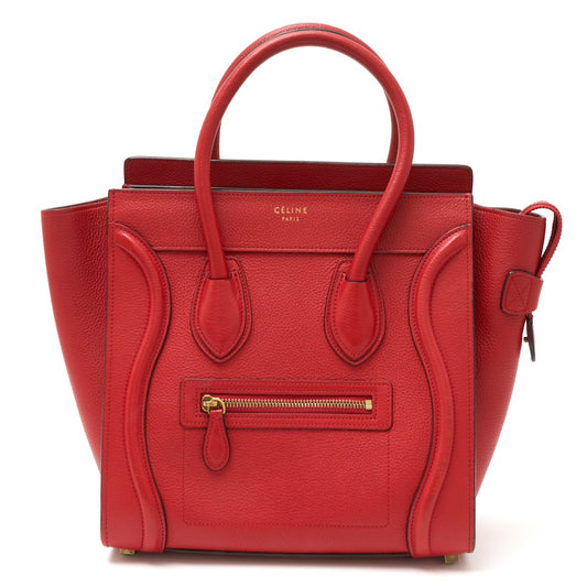 Celine Luggage Micro Tote Calfskin Red