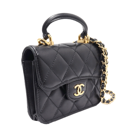 Chanel Lambskin Top Handle Flap Coin Purse AP2200
