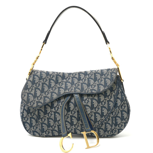 Dior Trotter Double Saddle Bag Jacquard Leather