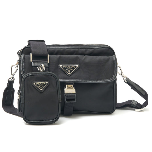 Prada Re-Nylon Saffiano Leather Crossbody Bag