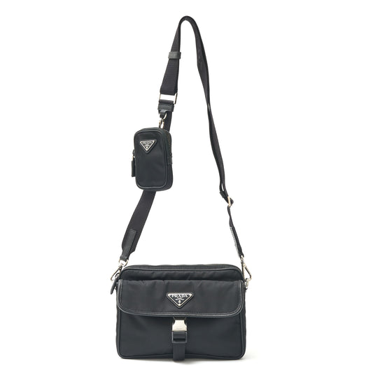 Prada Re-Nylon Saffiano Leather Crossbody Bag