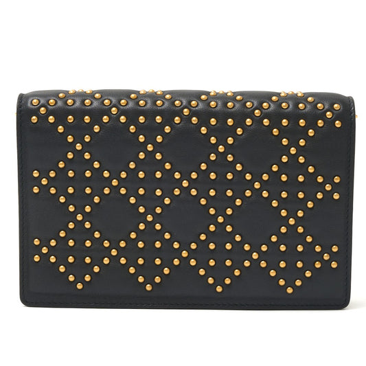 Dior Leather Cannage Studs 2WAY Chain Wallet