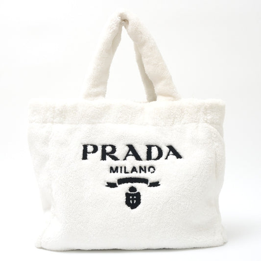 Prada Shearling Nylon Saffiano Leather Tote Bag