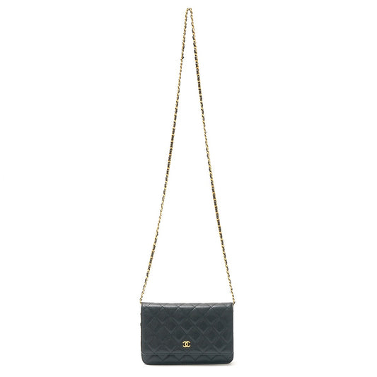 Chanel Caviar Skin Matelasse Chain Wallet Black