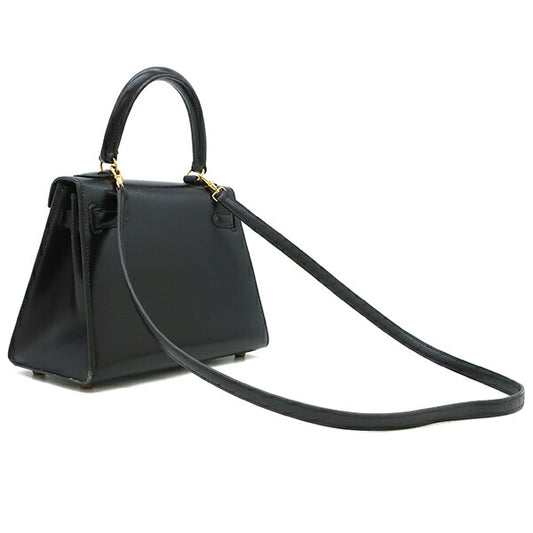 Hermes Mini Kelly Box Calf 2WAY Bag Black