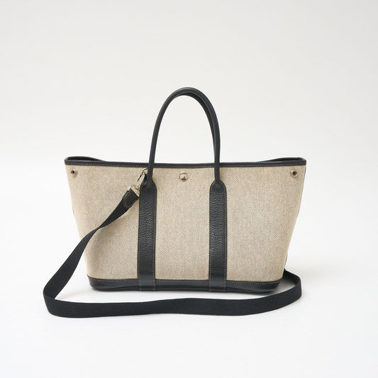 Hermes Garden Party TPM Handbag Ivory Black