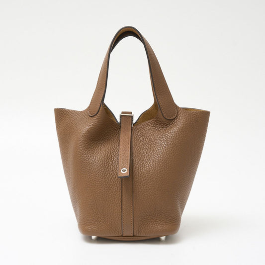 Hermes Picotin PM Handbag Brown Silver