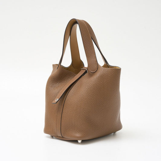 Hermes Picotin PM Handbag Brown Silver