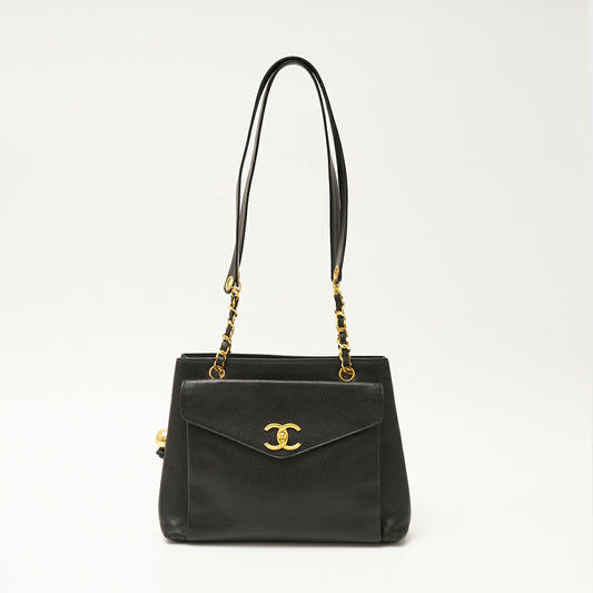Chanel Caviar Skin Chain Shoulder Tote Bag