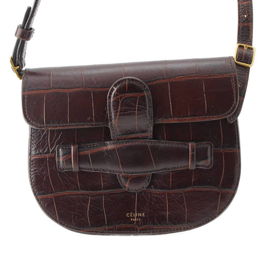 Celine Croc Embossed Leather Mini Shoulder Bag