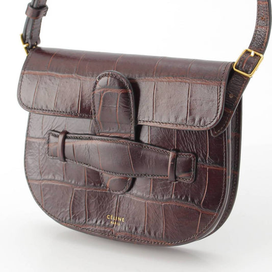 Celine Croc-Embossed Leather Mini Shoulder Bag