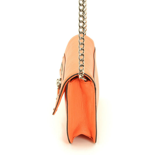 Milly Leather Chain Shoulder Bag Orange
