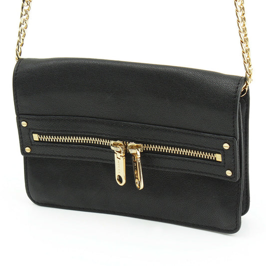 Milly Leather Mini Shoulder Bag Black