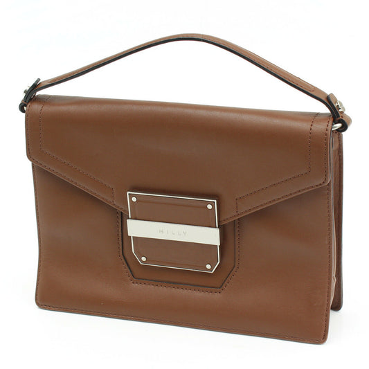Milly Leather Square 2WAY Shoulder Bag Brown