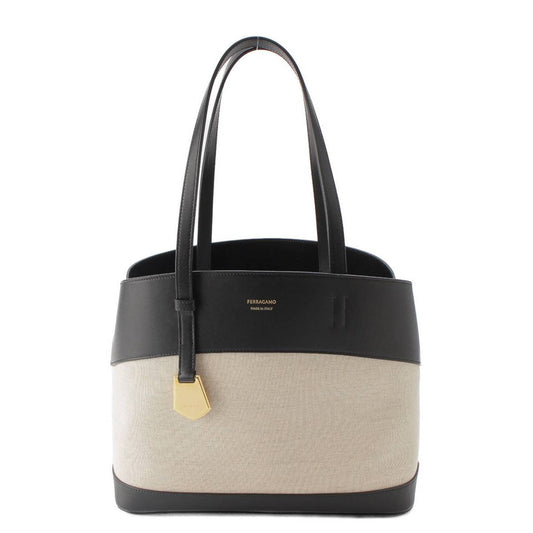 Salvatore Ferragamo Leather Canvas Tote Bag