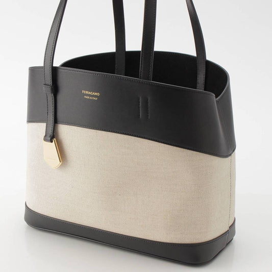 Salvatore Ferragamo Leather Canvas Tote Bag