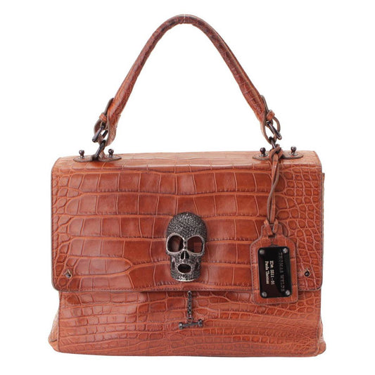 Thomas Wild Crocodile Leather Handbag Brown