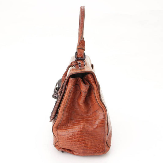 Thomas Wild Crocodile Leather Handbag Brown