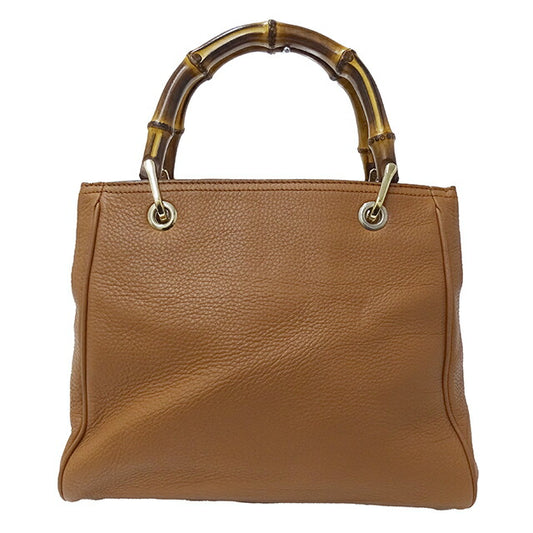 Gucci Bamboo Leather 2way Handbag Brown