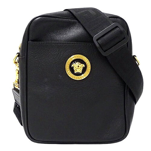 Versace Medusa Leather Shoulder Bag Black