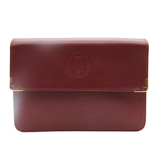 Cartier Leather Clutch Bag Bordeaux