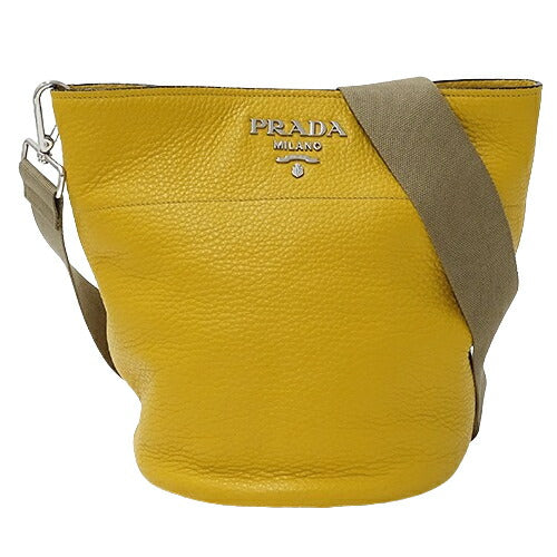 Prada Leather Shoulder Bag Yellow 1BE012