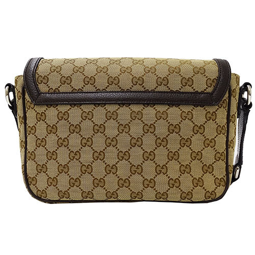 Gucci GG Canvas Shoulder Bag Beige Brown