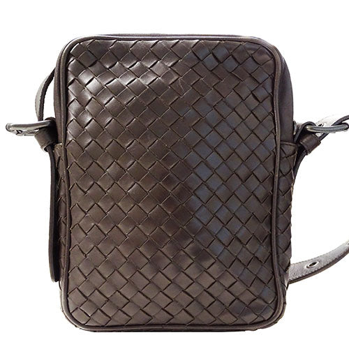 Bottega Veneta Leather Shoulder Bag Dark Brown