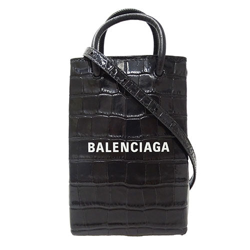 Balenciaga Leather Shoulder Bag Black